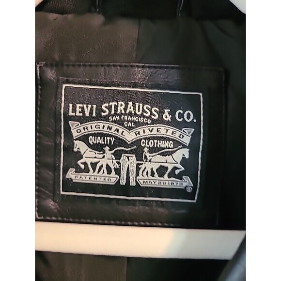 NWT $120 Levi’s Strauss Women Faux Leather Hooded Moto Biker Jacket Black Sz S - Picture 4 of 8